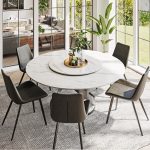 Round outdoor dining table with umbrella hole