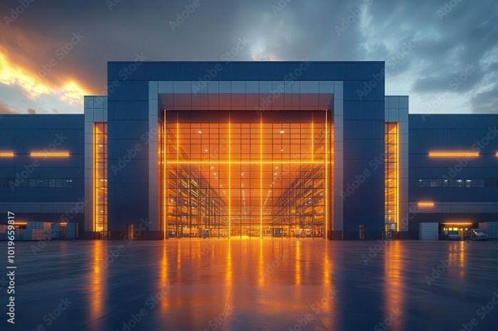 Sleek modern logistics warehouse building showcasing innovative ... Modern Industrial Warehouses by Prologis in Los Angeles