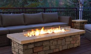 Outdoor propane fire place for cozy outdoor living